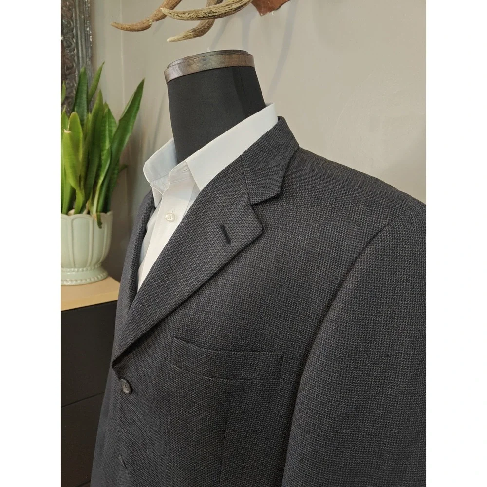 Hickey Freeman Mens Wool Sports Coat 42L Blue Beige Made in USA 3 Button M502